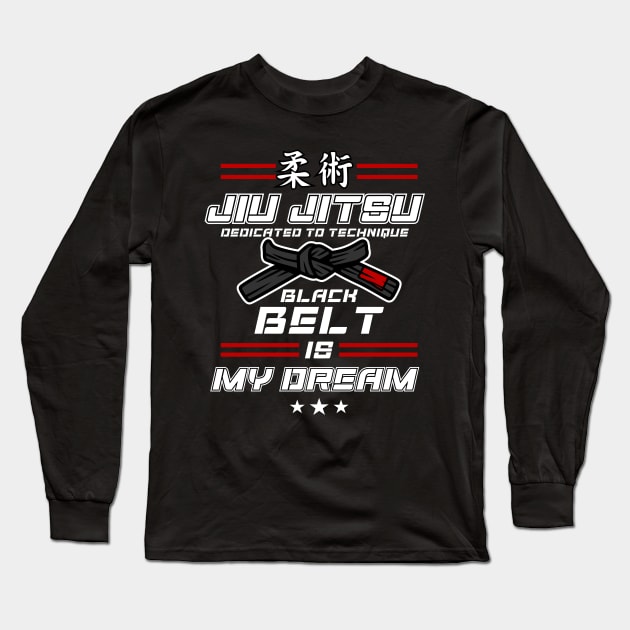 JIU JITSU BLACK BELT Long Sleeve T-Shirt by beanbeardy